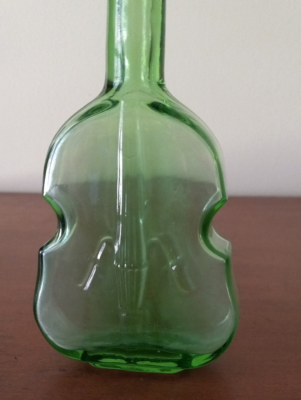 Vintage Green Glass Violin-Shaped Bottle - Picture 2 of 9